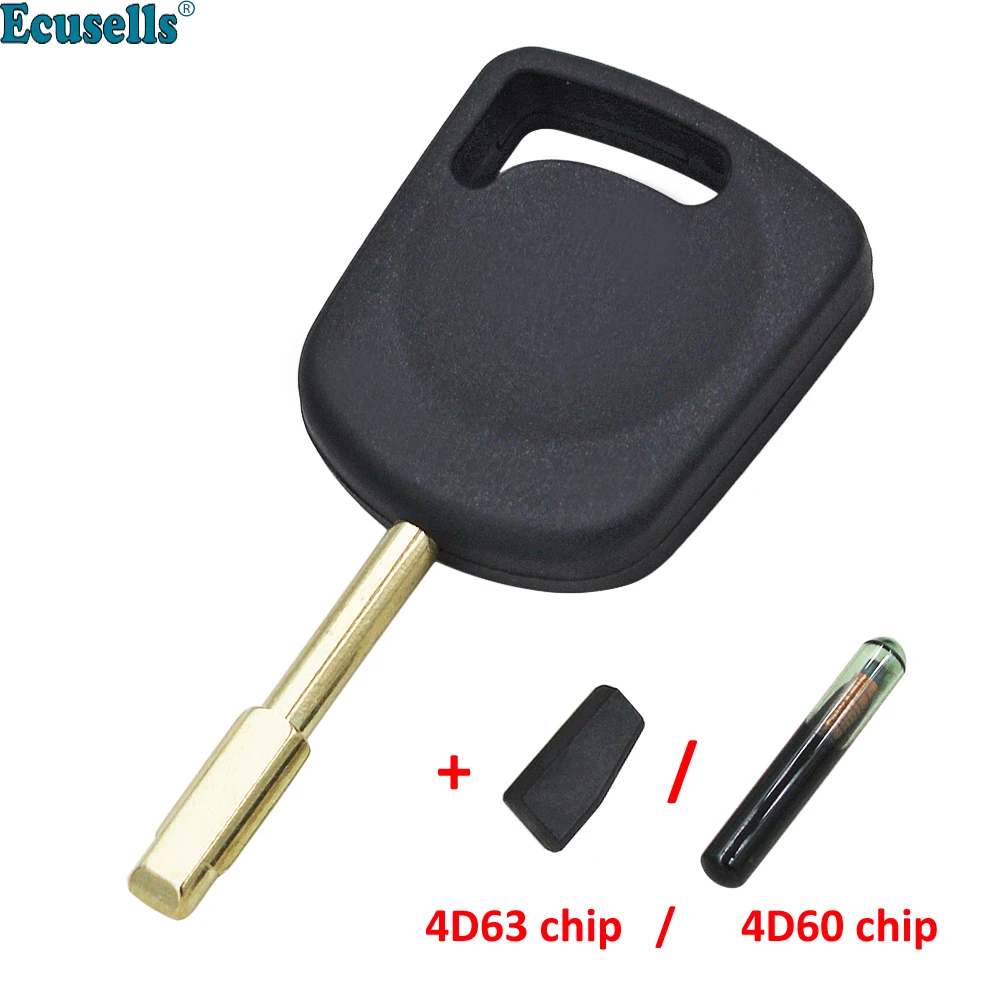 Ecusells Transponder Accensione Chiave Vuota Custodia Fob per Ford Mondeo Transit Connect con Chip 4D63 o 4D60 o Senza Chip FO21