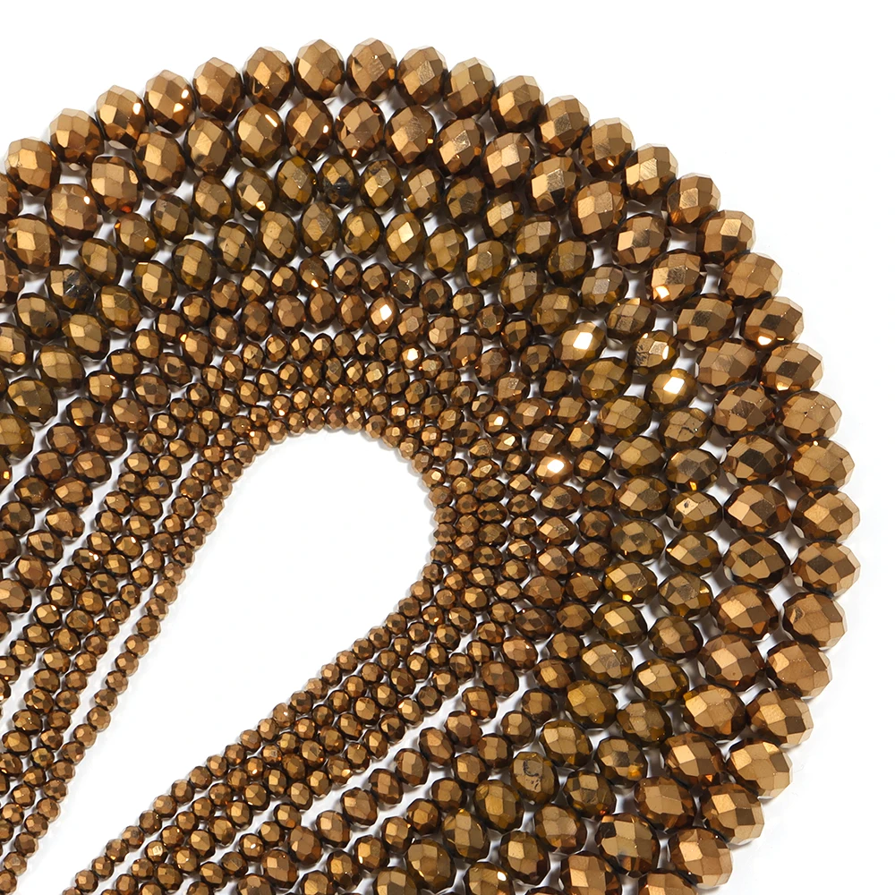 1strand 3mm 4mm 6mm 8mm 10mm Brown Faceted Crystal Bicone Round Rondelle Beads For Bracelet Necklace DIY Jewelry Making Findings