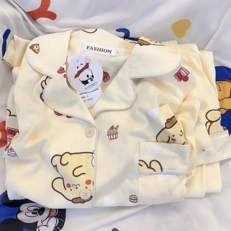 

Sanrio Hello Kitty women's Pajamas Set Sleepwear Pompom Purins Home Wear Cute Cartoon Spring Autumn Long Sleeve Long Pants