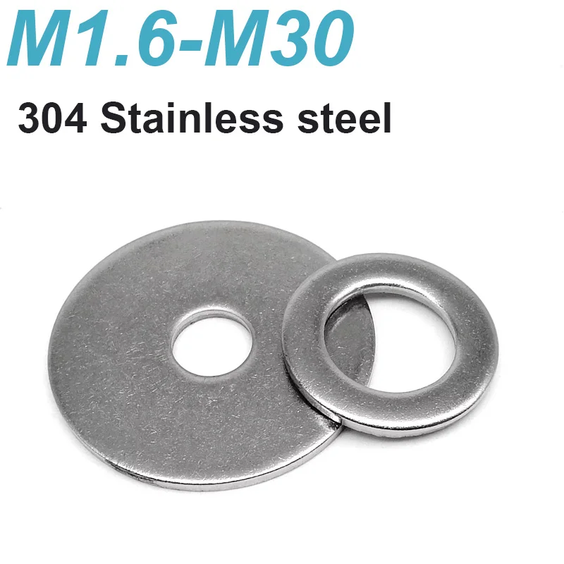 Oversized Wide and Thick Metal Gasket Flat Washer M1.6 M2 M2.5 M3 M4 M5 M6 M8 M10 M14 M16~M30 304 Stainless Steel