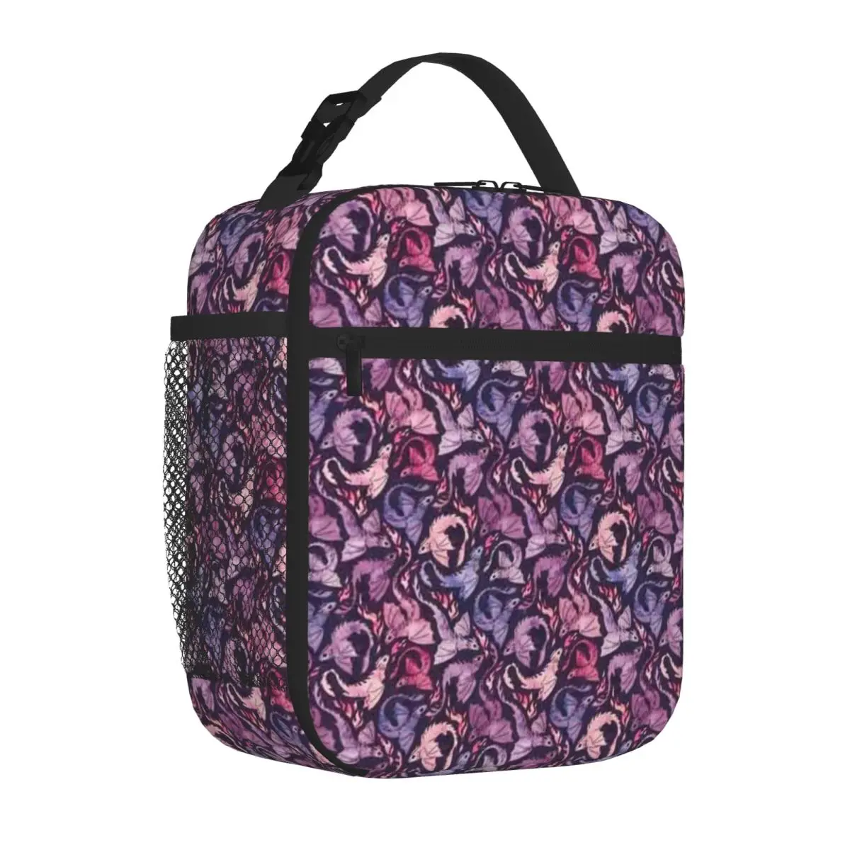 Bestselling Dragon Fire Dark Pink Purple Unisex Lunch Bag Car Travel Insulated Lunch Bag