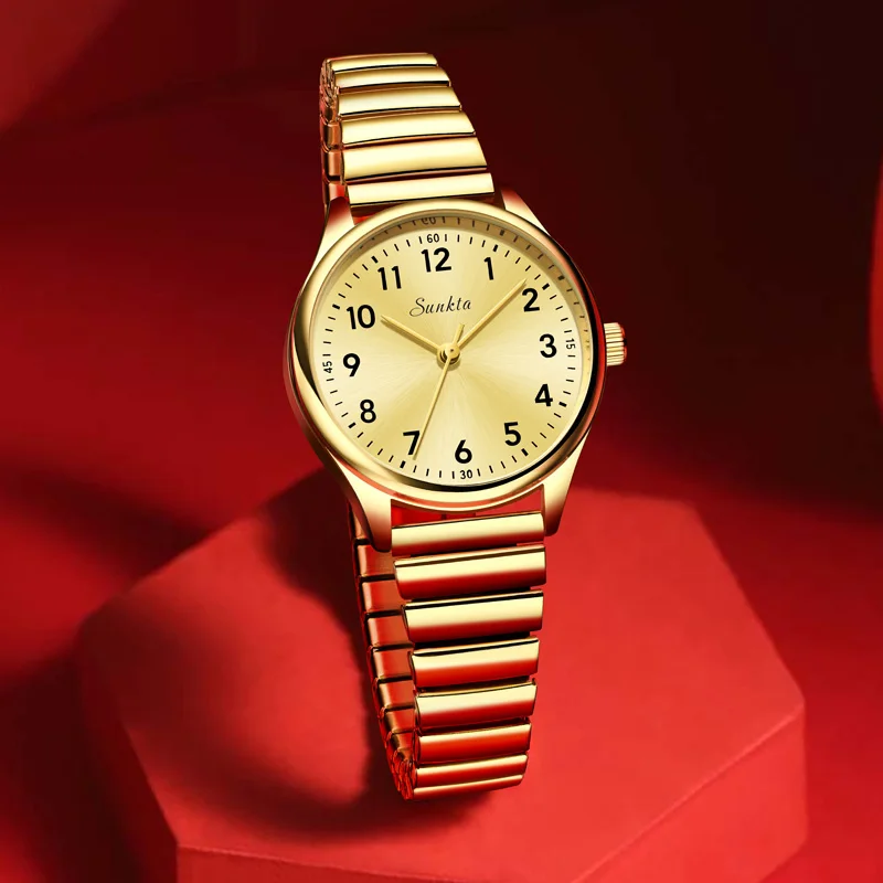 SUNKTA Women\'s Wristwatch Luxury Fashion Elegant Ladies Watch Waterproof Watch for Woman Stainless Steel Bracelet Reloj Mujer