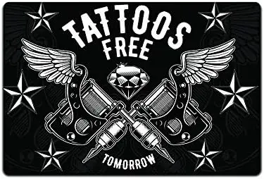 Vintage Tattoo Décor - Tattoo Sign - Tattoo Shop Signs -Retro Art Tattoo - Metal Sign 12 X 8 In. Tattoos Free Tomorrow sign