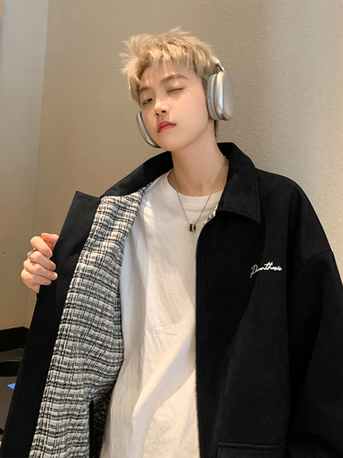 

Мужская демисезонная куртка из замши в клетку, двусторонняя, в американском стиле, модная, молодежная, премиум-класса, верхняя одежда