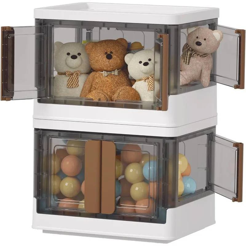 Storage box and storage compartment - covered storage box, foldable and stackable storage box, plastic, 3 pieces