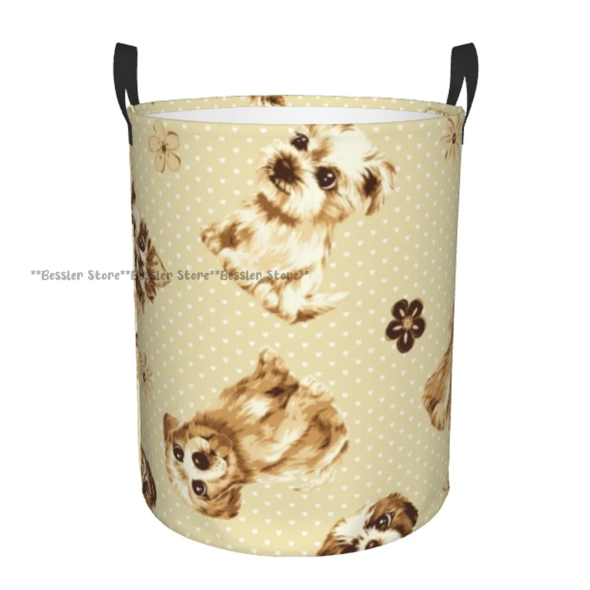

Foldable Laundry Basket for Dirty Clothes Cute Puppy Background Storage Hamper