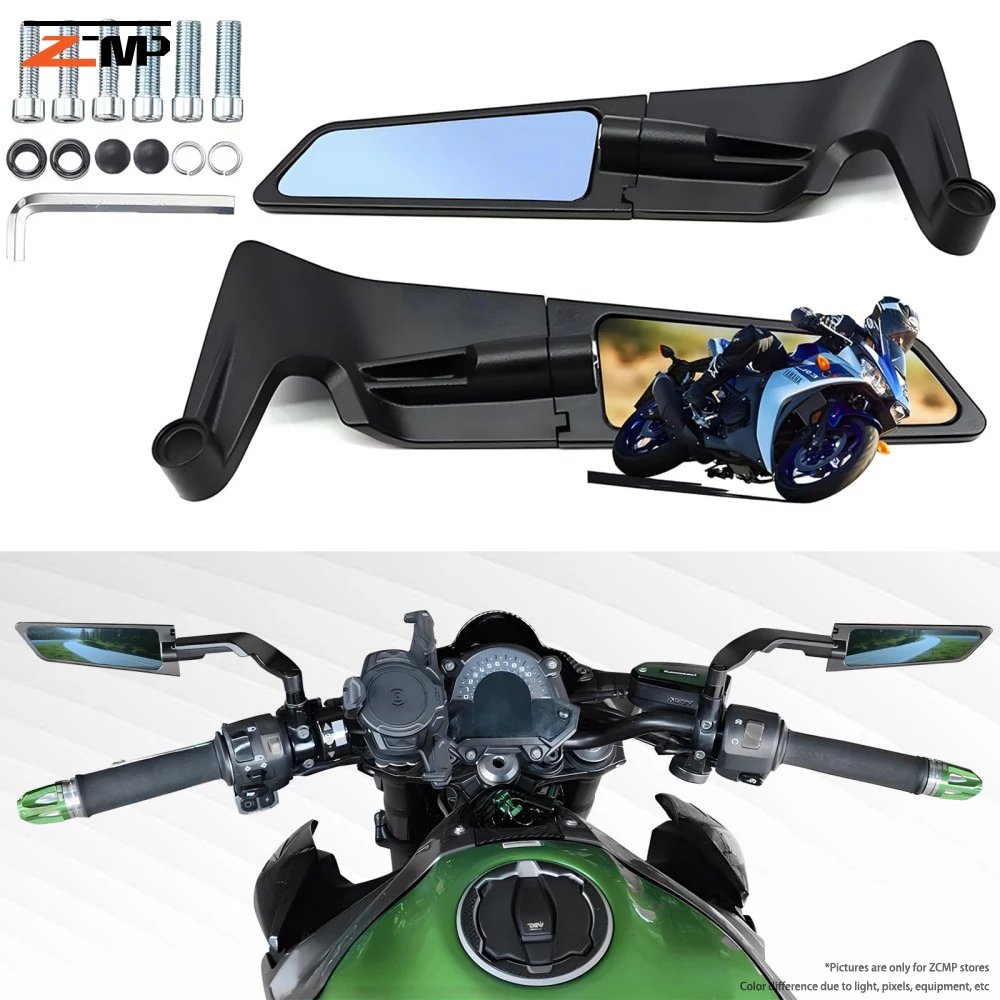 Universal 8-10mm Fold Rearview Mirror Aluminum Alloy Motorcycle Accessories for Z400 Z650 Z900 Z1000 Duke 125-1290 MT03 MT07-D1