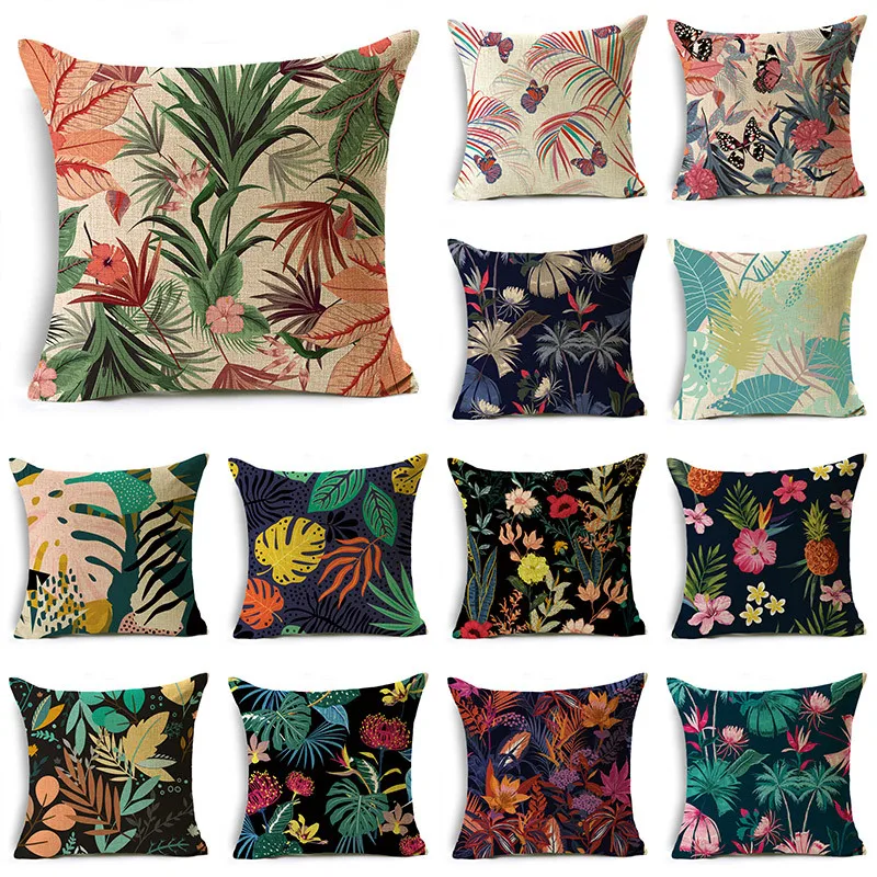 

WZH Creative Floral Pattern Collection Cushion Cover Decorative Throw Pillowcase Linen Square 40cm/45cm and 50cm