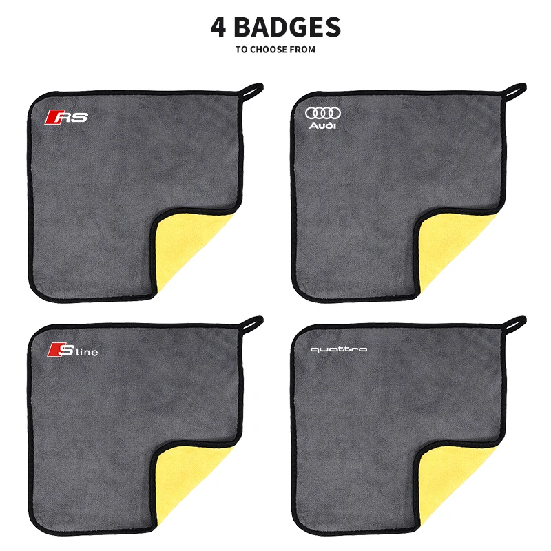 1pcs Car Wash Towel Cleaning Towels Rag Cloth Auto Acccessories For Audi RS QUATTRO Sline Badge Q3 Tt A7 8L A3 B6 A5 A6 C7 Q5 A4