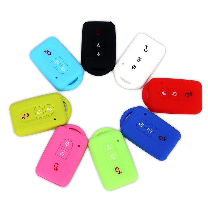 For Nissan X-Trail T31 Duke Juke Micra Qashqai Navara Tiida Pathfinder Silicone Car 3 Buttons Key Cover Case Shell