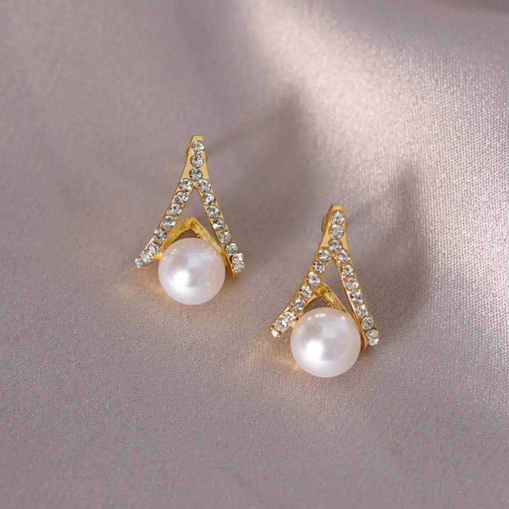 Earrings Gift Faux Pearl Earrings Sparkling Faux Pearl Earrings Lightweight Non-irritating Fashion Jewelry for Weddings