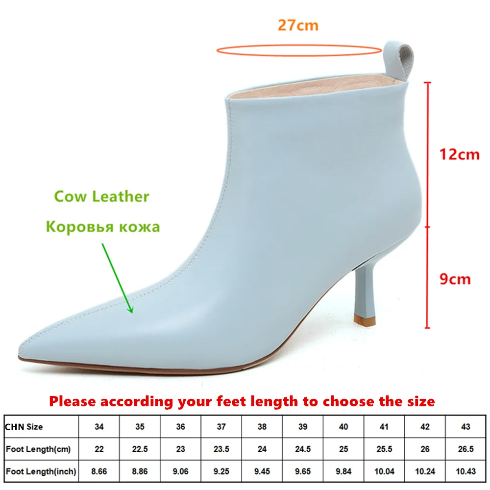 MILI-MIYA Concise Solid Color Women Cow Leather Ankle Boots Middle Splicing Thin Heels Pointed Toe Dress Party Shoes Handmade