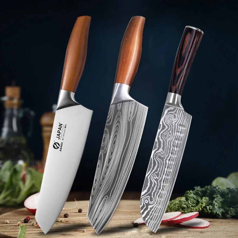 

Stainless Steel Meat Cleaver Hand-Forged Kitchen Knives Japanese Sushi Fish Fillet Sliser Boning Knife Fruit Paring Bread Knife