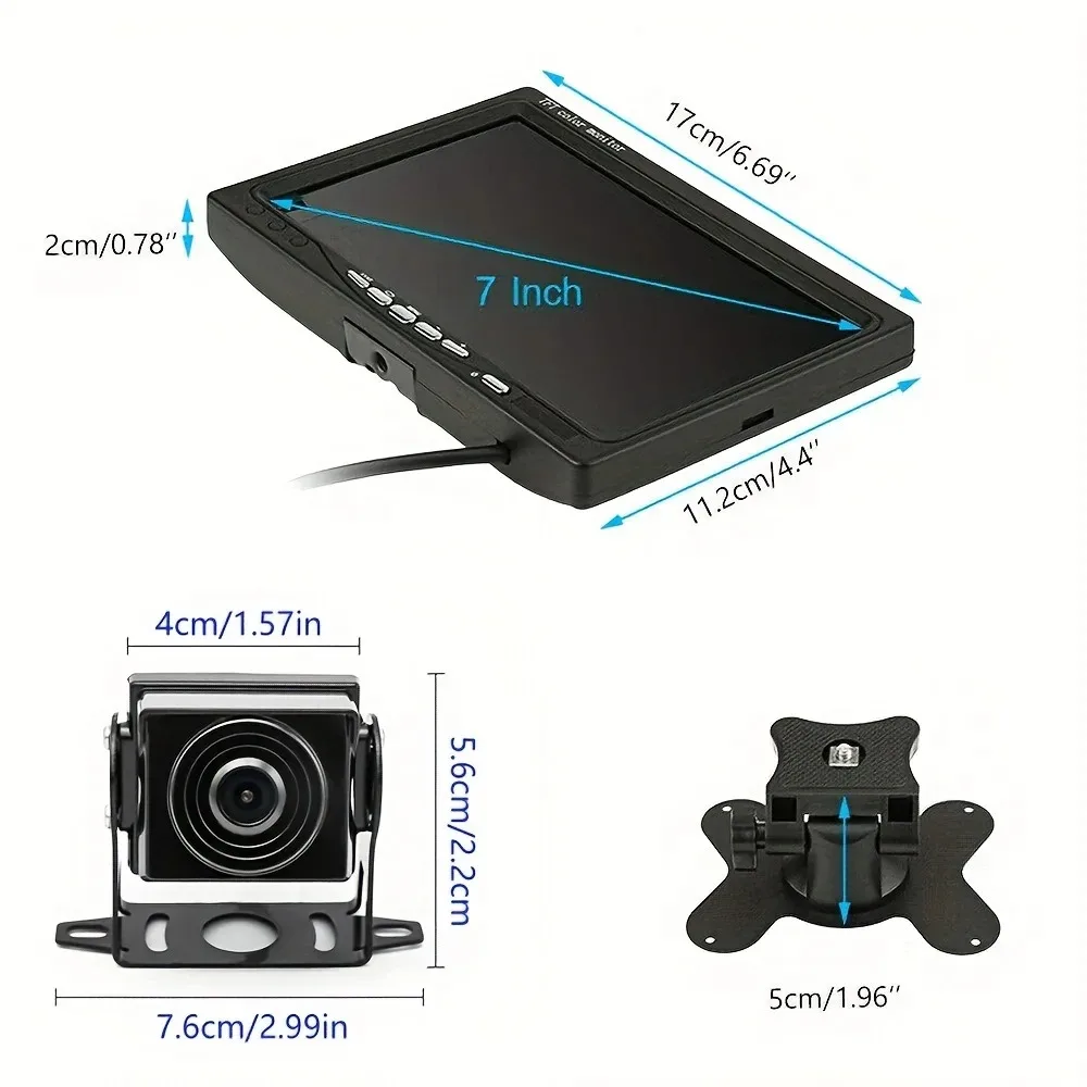 QueenDer 7” Reversing Camera with Monitor Waterproof Starlight Reversing Monitor