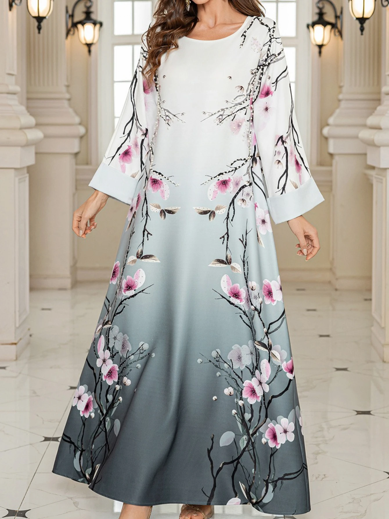 Eid femmes Robe Abaya musulman Ramadan imprimer perles Jalabiya robes de soirée dubaï longue Robe maroc caftan robes Largos 2025