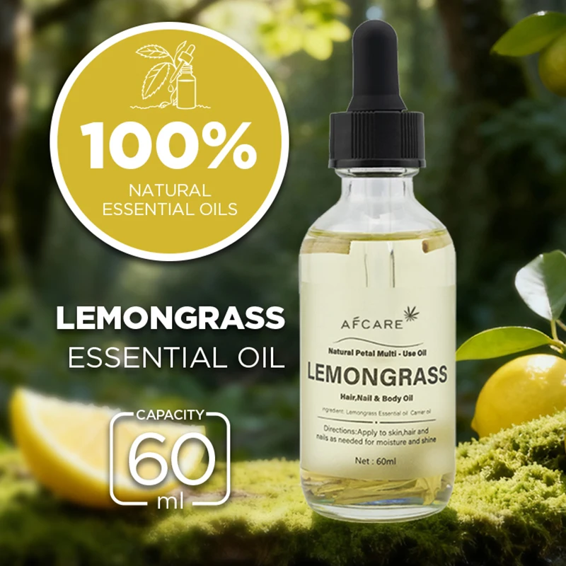 2.03 Fl Oz Zitronengras getrocknete Blumen ätherisches Öl natürlich für Diffusor Gesicht Hautpflege Haarpflege Kopfhaut Körpermassage mit Pipette