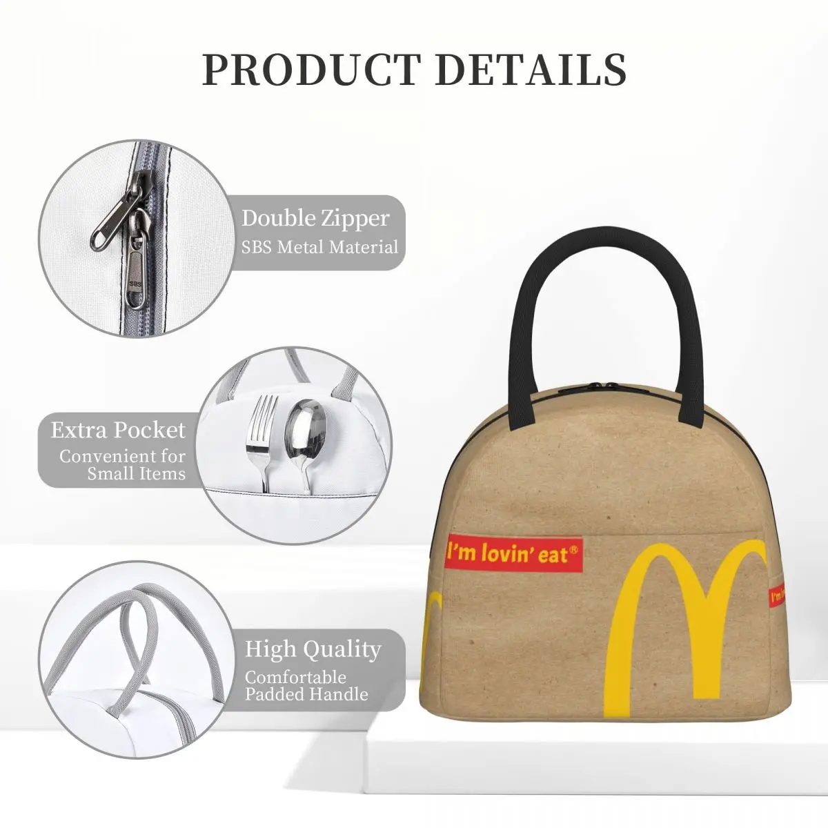 Unique Design I\'m lovin it Lunch Bag Insulated Food Box Fashion Thermal Cooler Lunch Bags for Men Women