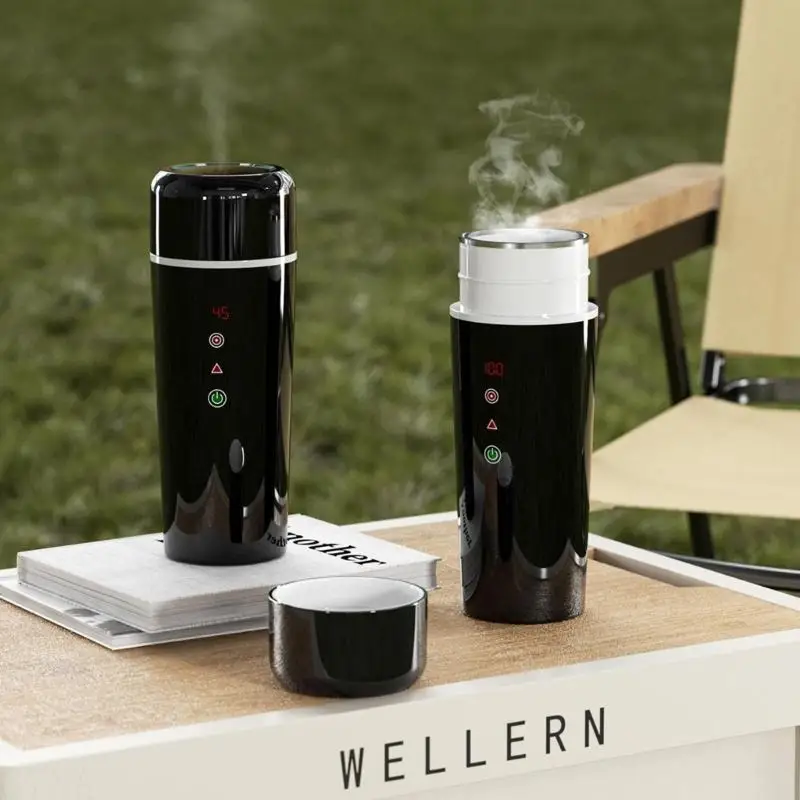 

G7NA Portable Electric Travel Kettle 12V/24V Car Heater with Built In Stirring Function Easy to Carry for Drink Coffee Milk