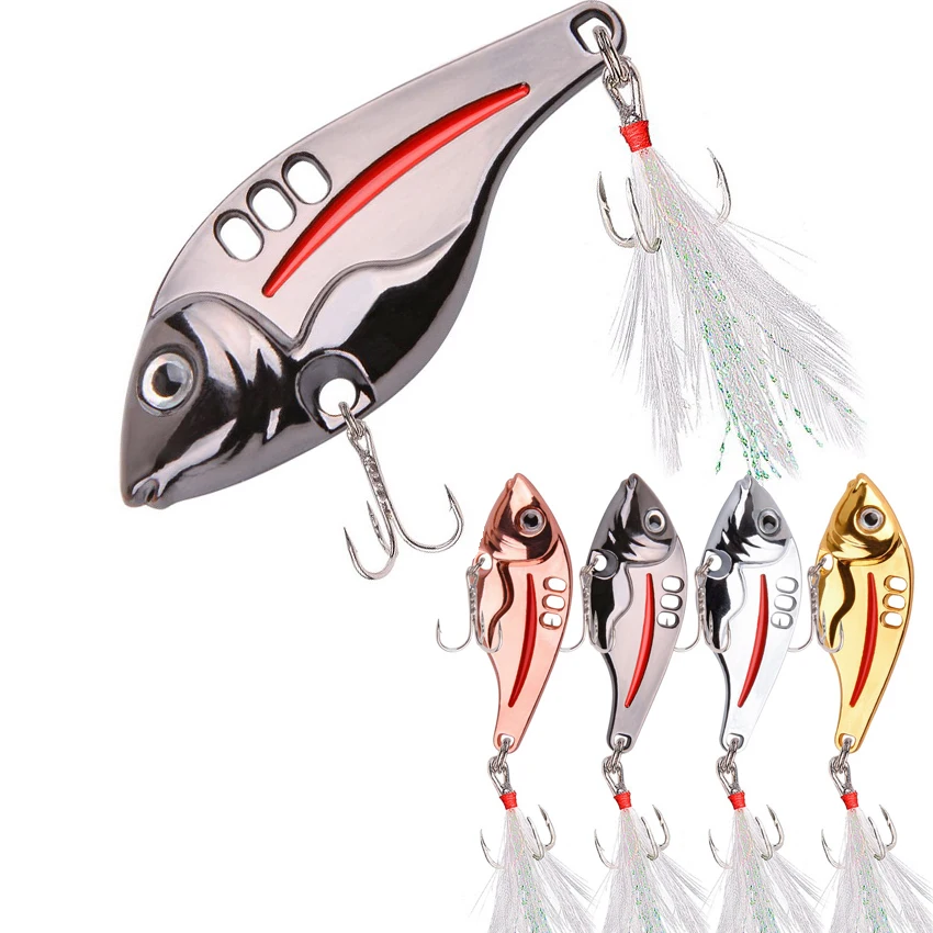 Winter VIB Vibrations Metal Spoon Fishing Lures 10g 15g 20g Artificial Hard Bait With Treble Hook Cicada Bass Pesca Tackle