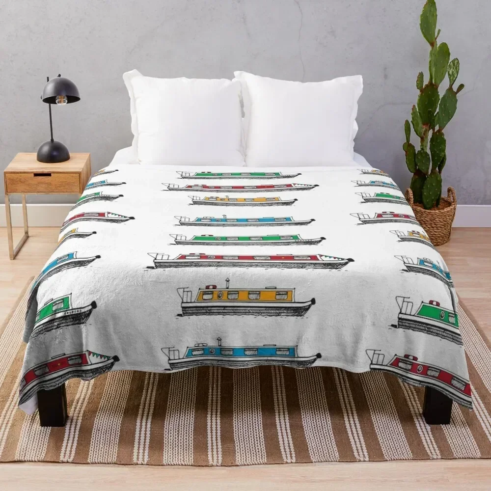 Narrow Boat,Narrow Boats, Canals, Barge, Illustrated Tribute Throw Blanket christmas decoration Loose manga Sofa Quilt Blankets