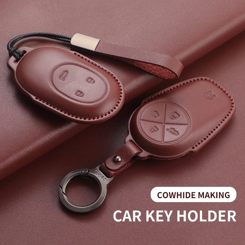 Leather Car Key Case Cover For Wei Lai NIO ES6 ES7 ES8 ET5 ET7 ET9 EC6 EC7 ET5T EVE EP9 2018-2025 Car Keychain Protection Shell