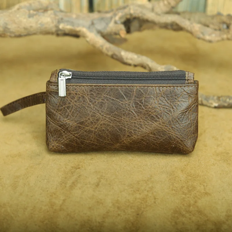 미니 작은 변화 지갑 여성 더블 지퍼 동전 지갑 신용 카드 소지자 주최자 티켓 가방 정품 암소 가죽 지갑