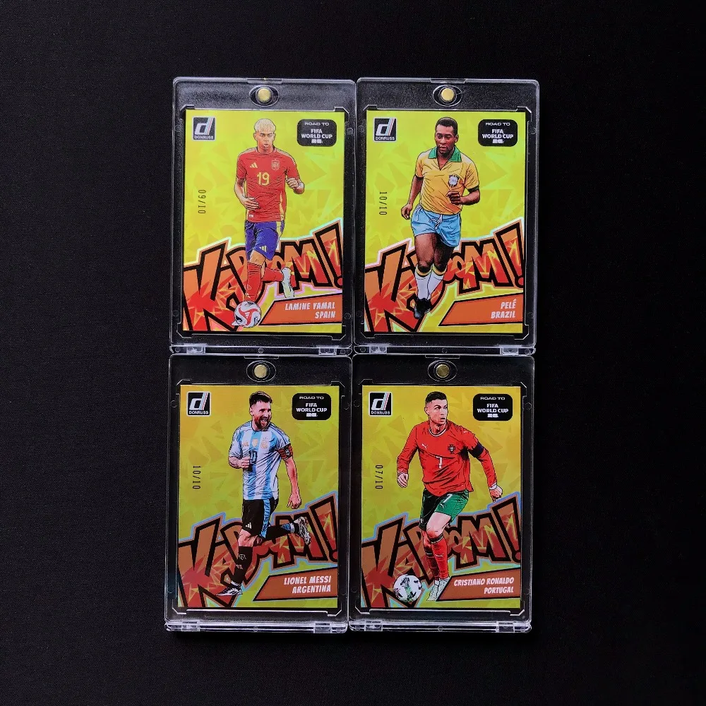 Fan Made 2026 FIFA World Cup Kaboom Style Gold Refractor Trading Cards Messi Ronaldo Yamal Pelé DIY Soccer Collectibles