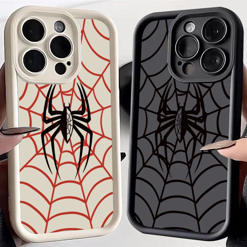 Spider Pattern Silicone Phone Case For iPhone 16 Cases iPhone 15 Pro Max Cases For iPhone 14 13 12 11 XS X XR 7 8 16 Plus Cover