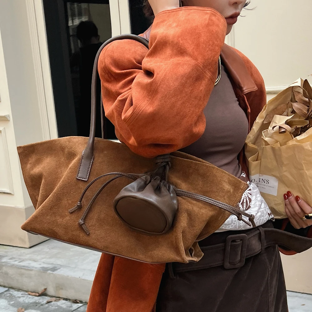 Motingsome Oversized Suede Tote Bag Women Shoulder Handbag and Purses Luxury Design Bags Roomy Casual Tote Large Capacity New In