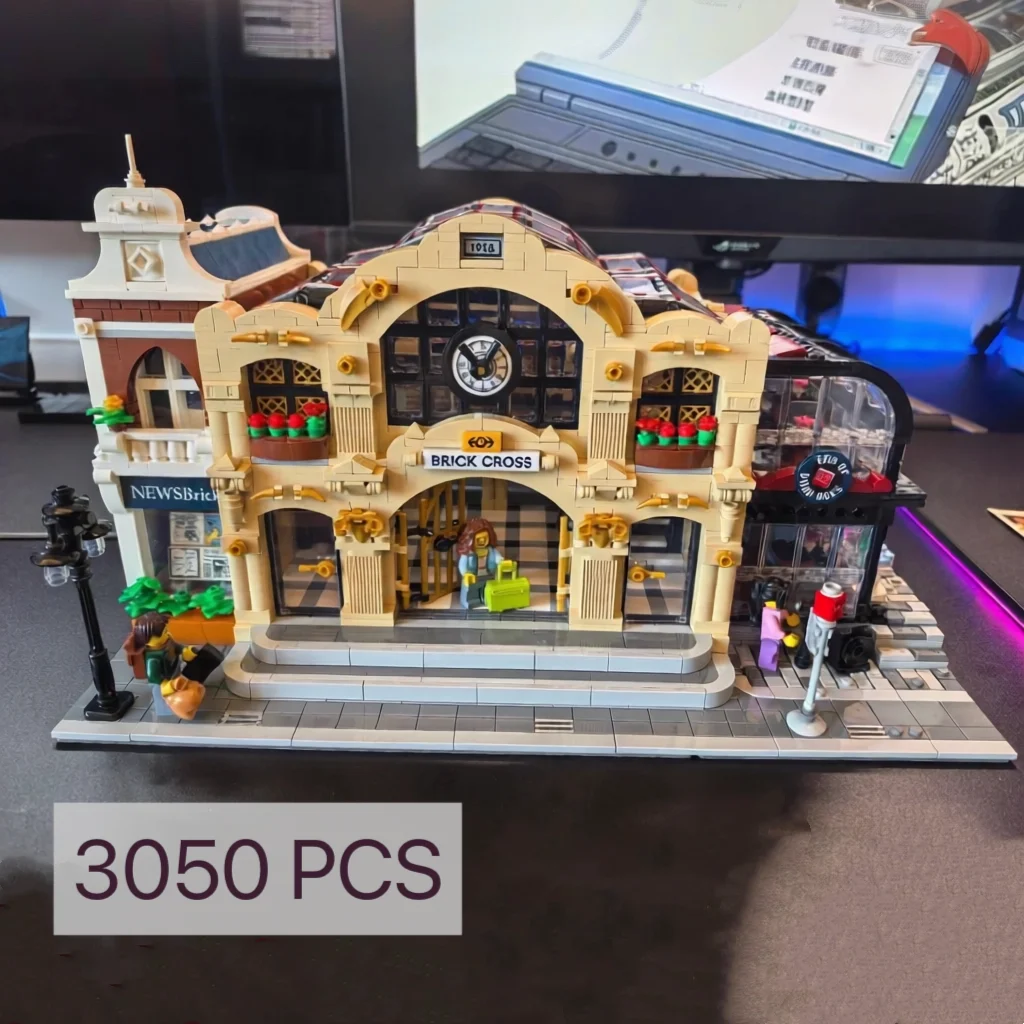 

3050pcs Brick Cross Custom Modular Moc Building Railway Station Street View Model Moc Building Block Kid Diy Bricks Toys Gift