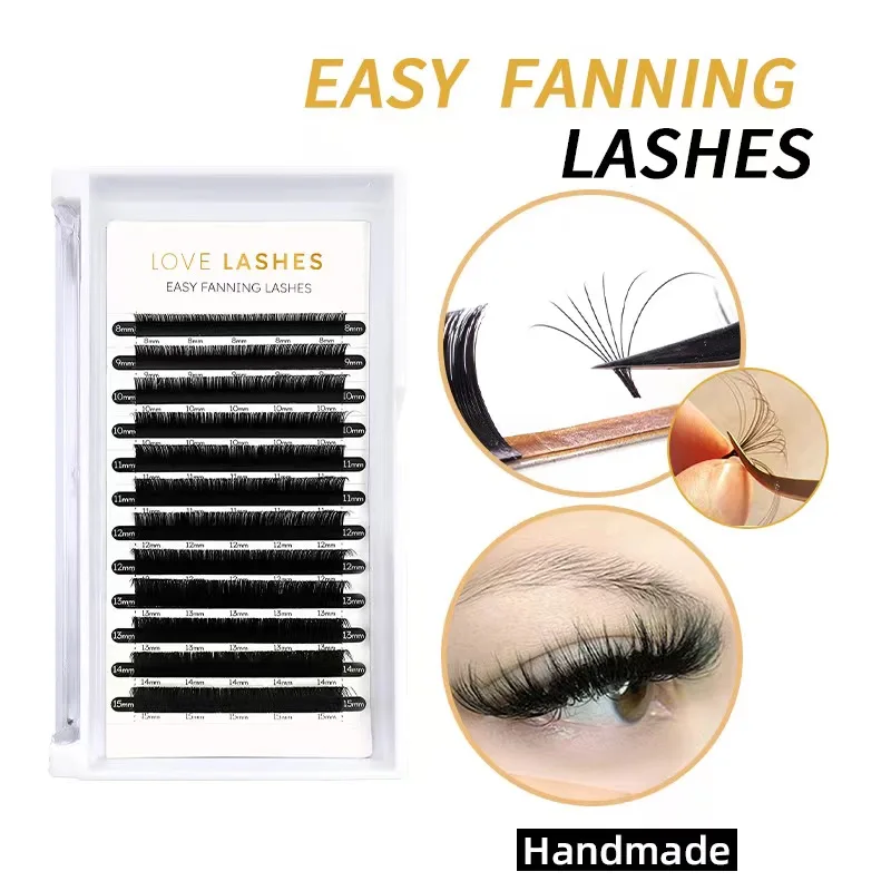 Love Lashes Easy Fan Lashes Russia Volume Faux Mink Fans Fast Blooming Eyelash Extensions Auto Fan Makeup Lashes