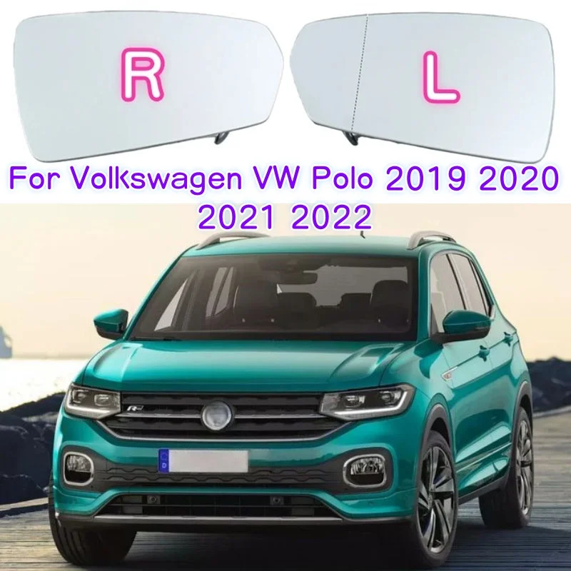 

For Volkswagen VW Polo 2019 2020 2021 2022 Left Right Side Rearview Mirror Lenses Reflective Glass Lens with Heating
