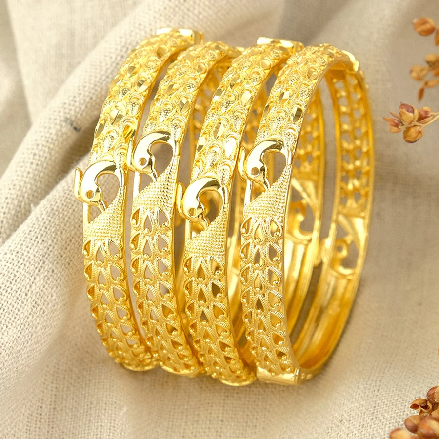 

Arabic hollowed out phoenix fashionable gold-plated Indian and African copper bracelet, charming wedding jewelry, luxurious