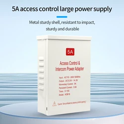 Rainproof Access Control Power Supply Transformer DC 12V-15V 5A Door System Time Delay 0-15s Adapter for Face Recognition Lock