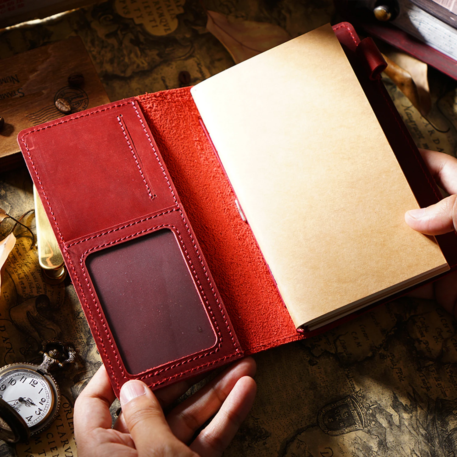 Handmade retro cowhide travel notebook portable hand ledger notebook replaceable loose leaf notebook