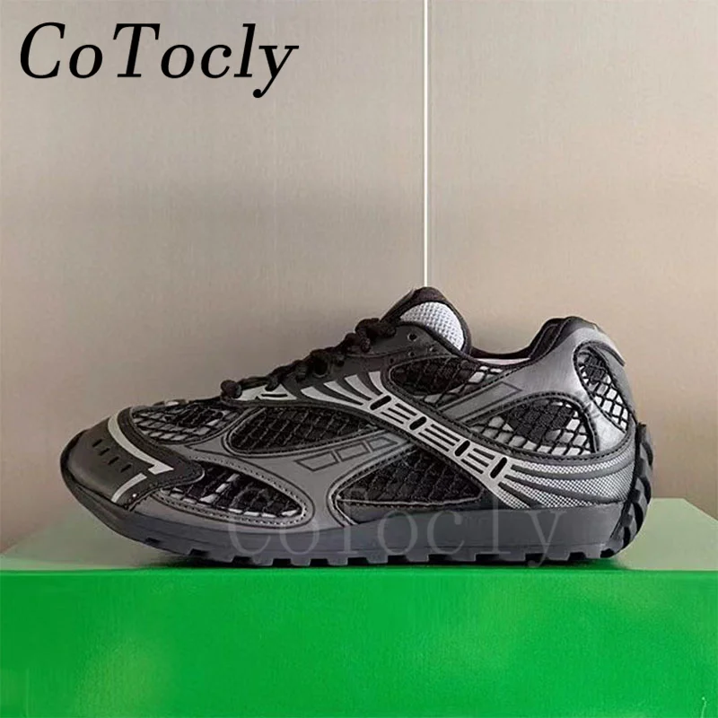 Casual Sneakers Woman Round Toe Lace Up Daddy Shoes Mesh Hollow Outs Flat Sports Shoes Comfort Outdoor Running Shoes Women