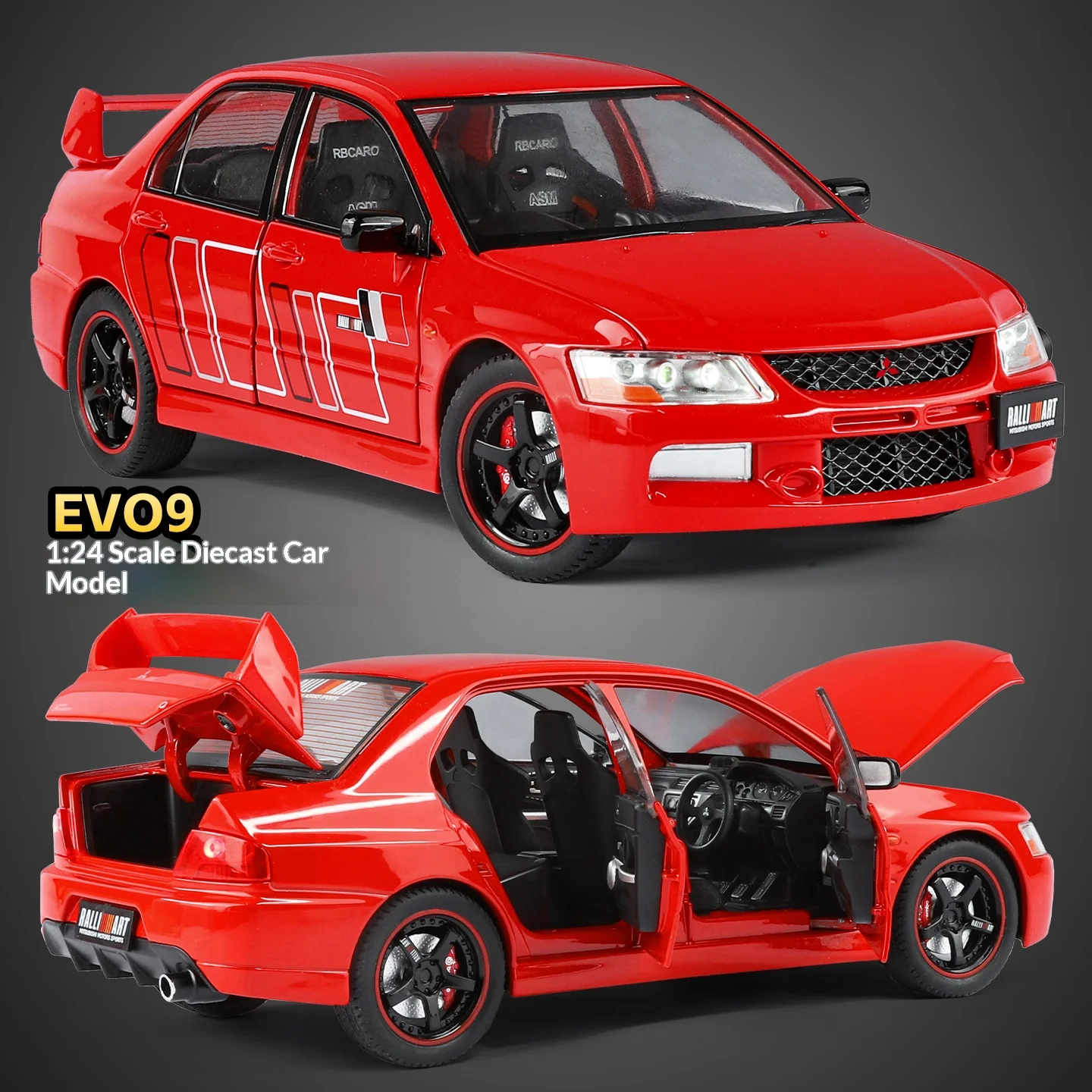 

Модель автомобиля из сплава 1/24, версия Mitsubishi EVO9 latte, имитация звука и света, изысканное украшение для рабочего стола, игрушечный автомобиль для мальчика, подарок