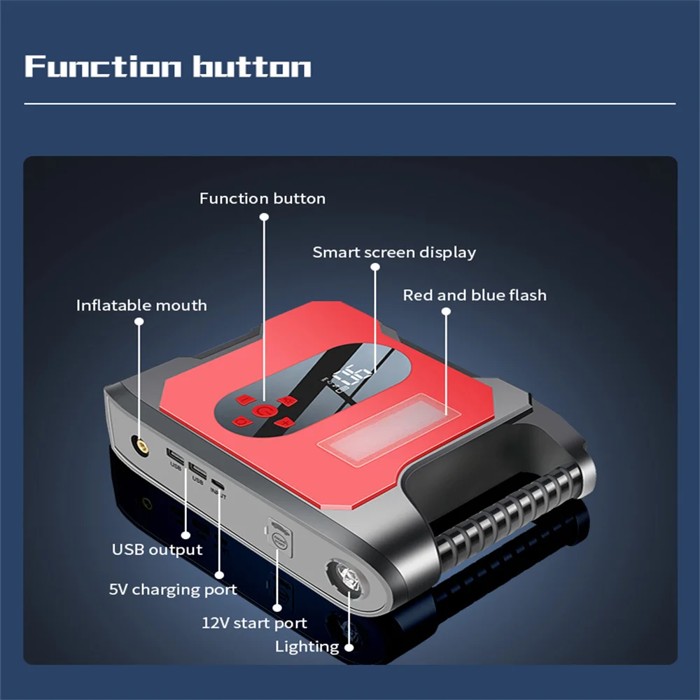 Portable Jump Starter 12V 32000mAh 6000A High-power Automobile Emergency Starting Power Supply For Diesel Gasoline Vehicle