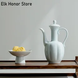 520ml Misty Blue Porcelain Hand Teapot Imitate Song Dynasty Ceramic Kettle With Filter Chinese Tea Maker Pot Kungfu Tea Set Gift