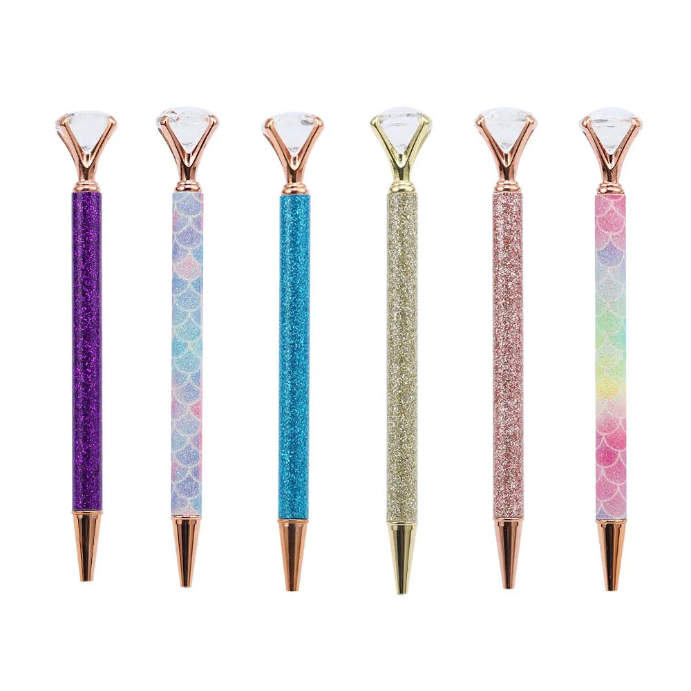 1 Piece Lytwtw's Ballpoint Pen Luxury Cute Big Diamond Wedding Rose Gold Metal Stationery School Office Supplies Supply Pens