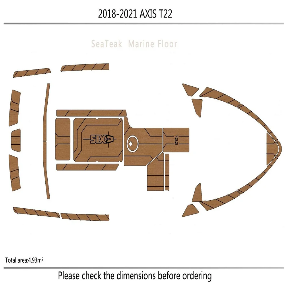 

2018-2021 AXIS T22 Cockpit Swimming platform 1/4" 6mm EVA Faux Teak Decking SeaDek MarineMat Gatorstep Style Self Adhesive