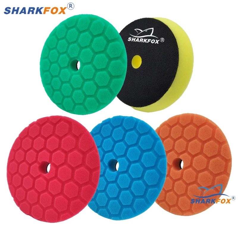 Sharkfox 5Pcs/lot Set Car Waxing Buffing Pad Polishing Disc Auto Care Repair Tools Wax Pads for Car Detailing Buffer Compound