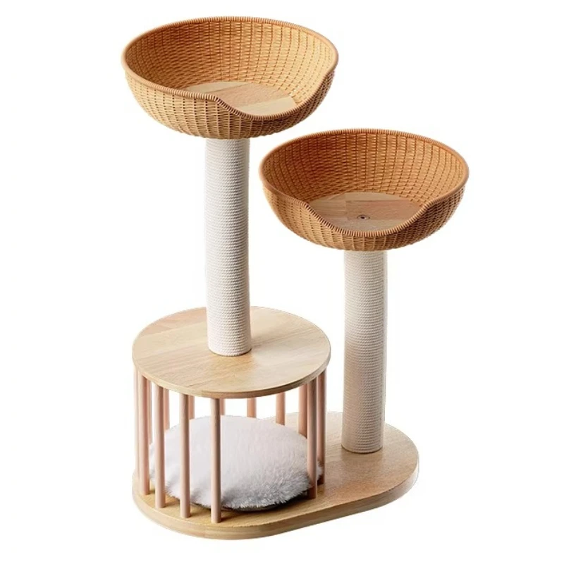 

Solid Wood Small Rattan Cat Climbing Frame Nest Tree Small Apartment Does Not Occupy A Land-bearing Trunk Frame