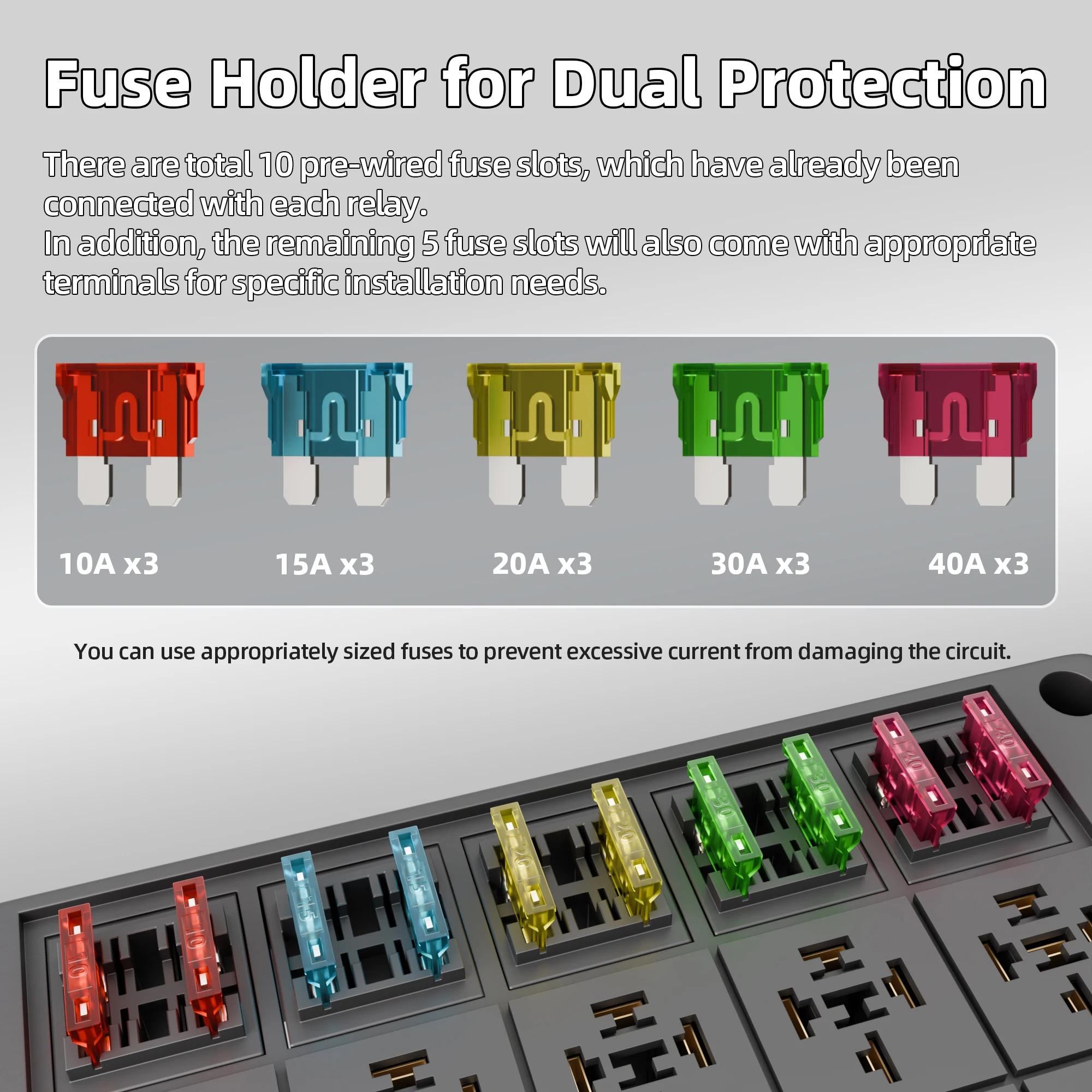 صندوق التتابع 12 فولت 10 طرق كتلة التتابع و 10 طرق ATC/ATO لوحة الصمامات قبل السلكية الغبار فيوز صندوق التتابع للسيارات