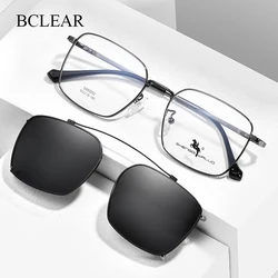 BCLEAR Vintage Alloy Clip-On Sunglasses Fashion Optical Frame Men Women Spectacle Polarized Clip Sun Glasses UV Protection