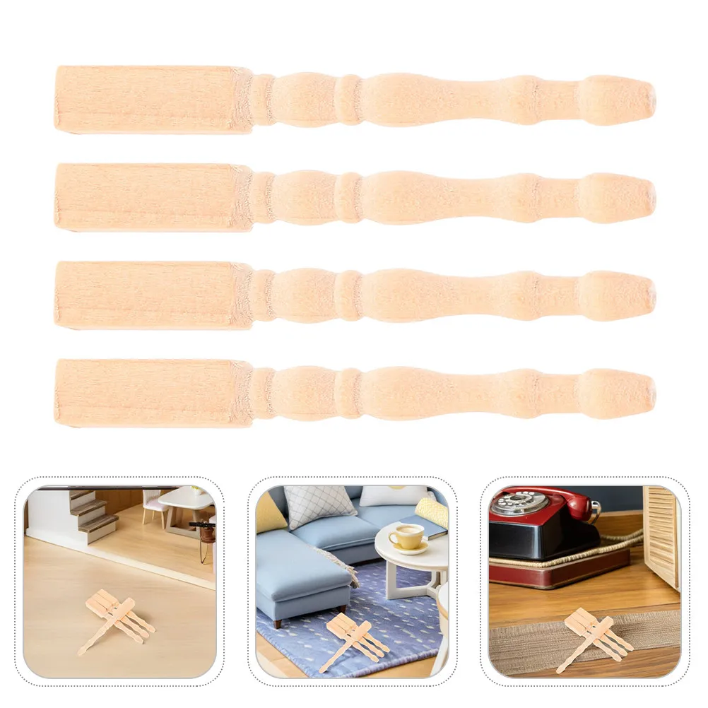 

12Pcs Mini Wooden Table Legs Dollhouse Furniture Legs Mini Desk Feet Replacement Parts for Miniature Table Decor