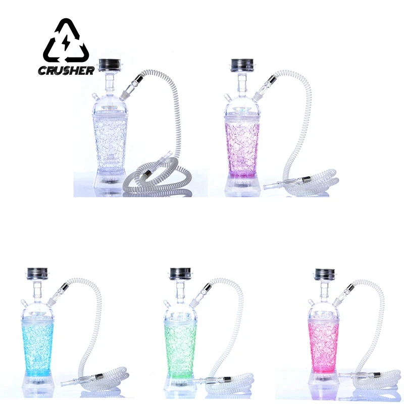 CRUSHER Portable Car Acrylic Hookah Set with LED Light Chicha Bowl Smoking Water Pipe Sheesha Narguile Complete Cachimbas Kit