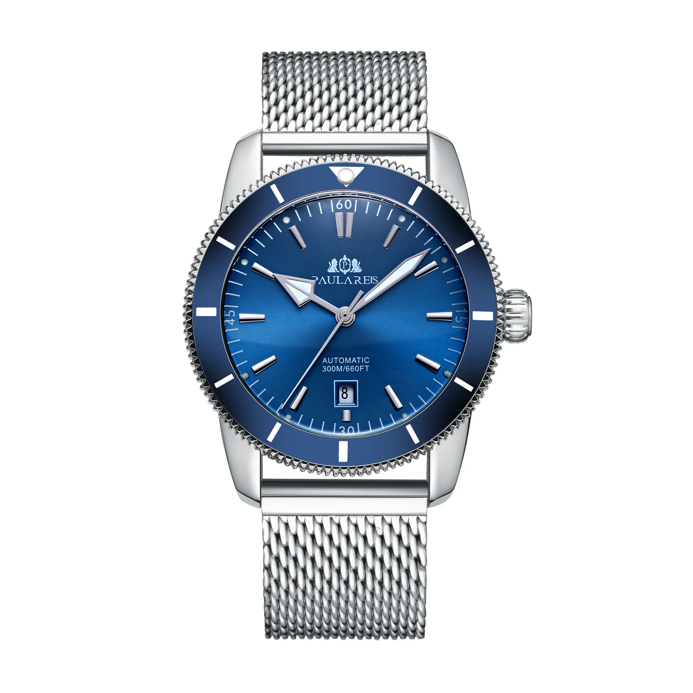 Men Automatic Watch Super Heritage Ocean 46mm Mechanical Stainless Steel Mesh Leather Strap Big Case Wristwatch