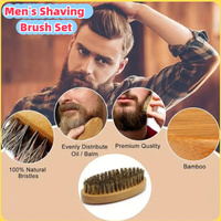 New Men'S Shaving Brush Set Boar Bristle Portable Barber Natural Beard Brush Comb Scissors For Facial Cleaning Styling Tool Gift