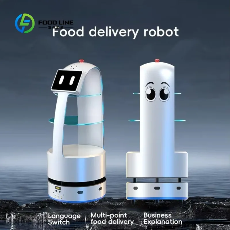 Customized Intelligent Commercial Delivery Robot for Fast-Food Restaurants Big-Wheel Food Delivery Robot with Cover Box